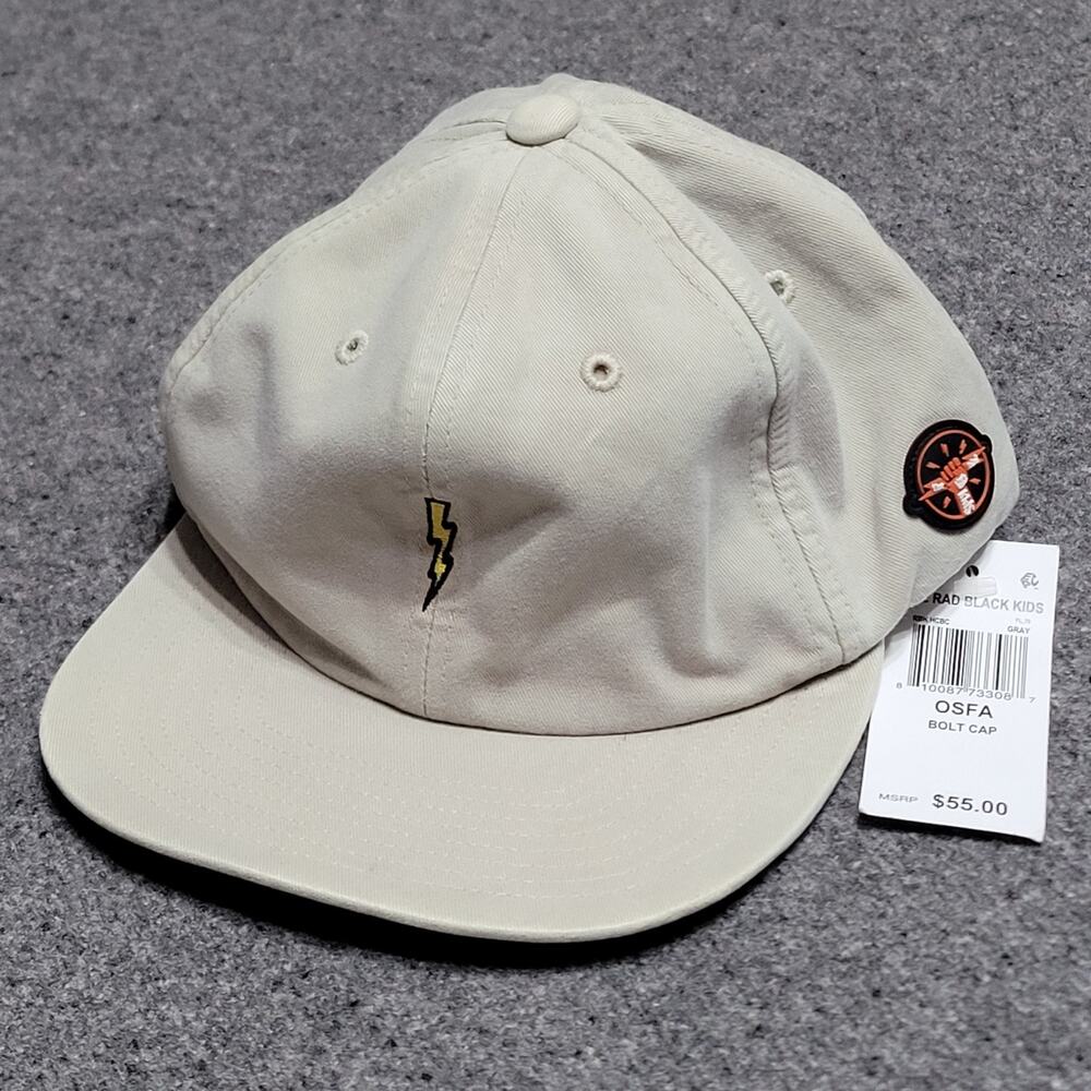 The Rad Black Kids Hat Dad Cap Boys Youth Gray Bolt Adjustable Strapback